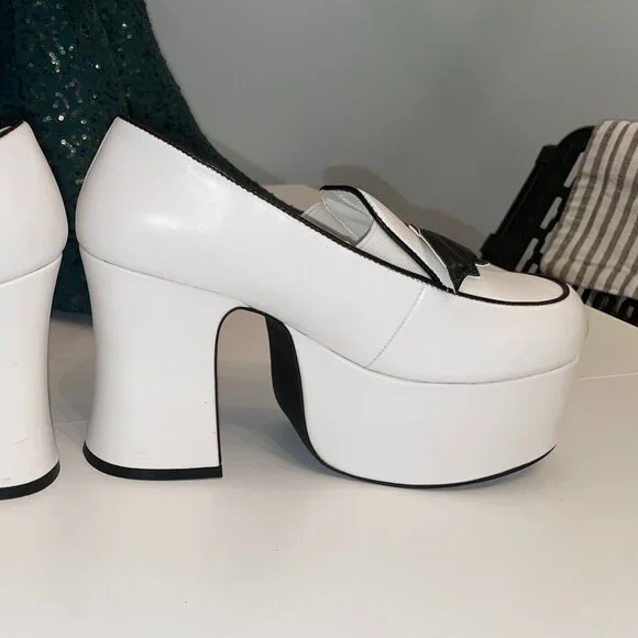 Strange Cvlt Banshee Platform Loafers in Bat White, Size 6 - Picture 7 of 10